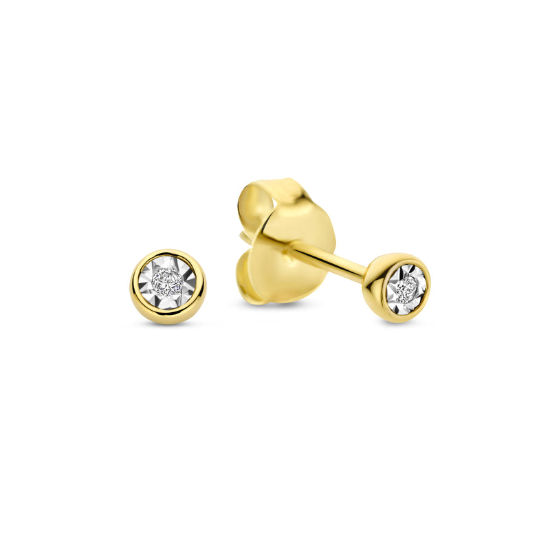 Isabel Bernard De La Paix Inaya 14 Carat Golden Ear Studs | diamond 0.02 ct | IBD360024-zoom-