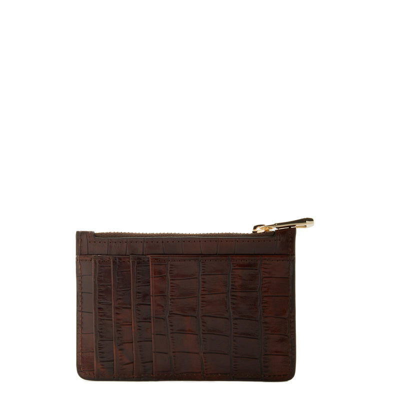 Isabel Bernard Honoré Aveline croco Brown Leather Card Holder made of Calfskin IB27019-zoom-