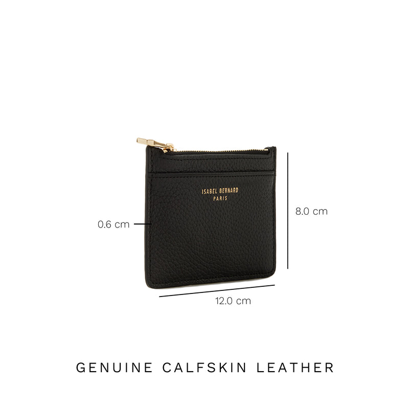 Isabel Bernard Honoré Aveline Black Leather Card Holder made of Calfskin IB27016-zoom-