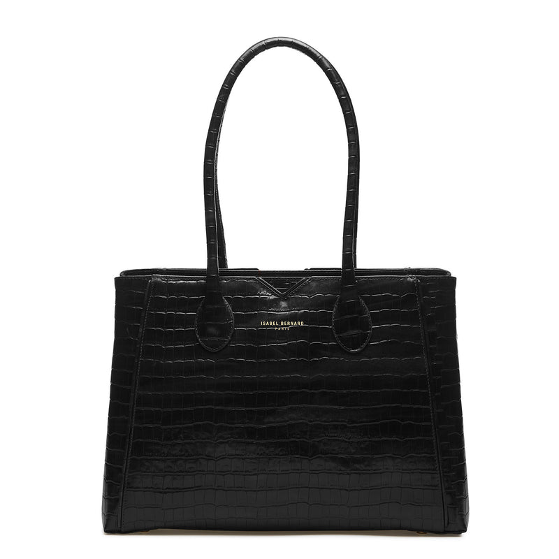 Isabel Bernard Honoré Cloè Black Croco Handbag IB25007-zoom-