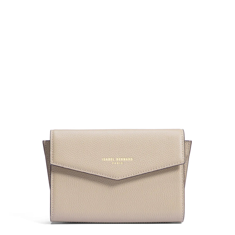 Isabel Bernard Honoré Lina Beige Clutch With Detachable Shoulder Chain IB21135-072-zoom-