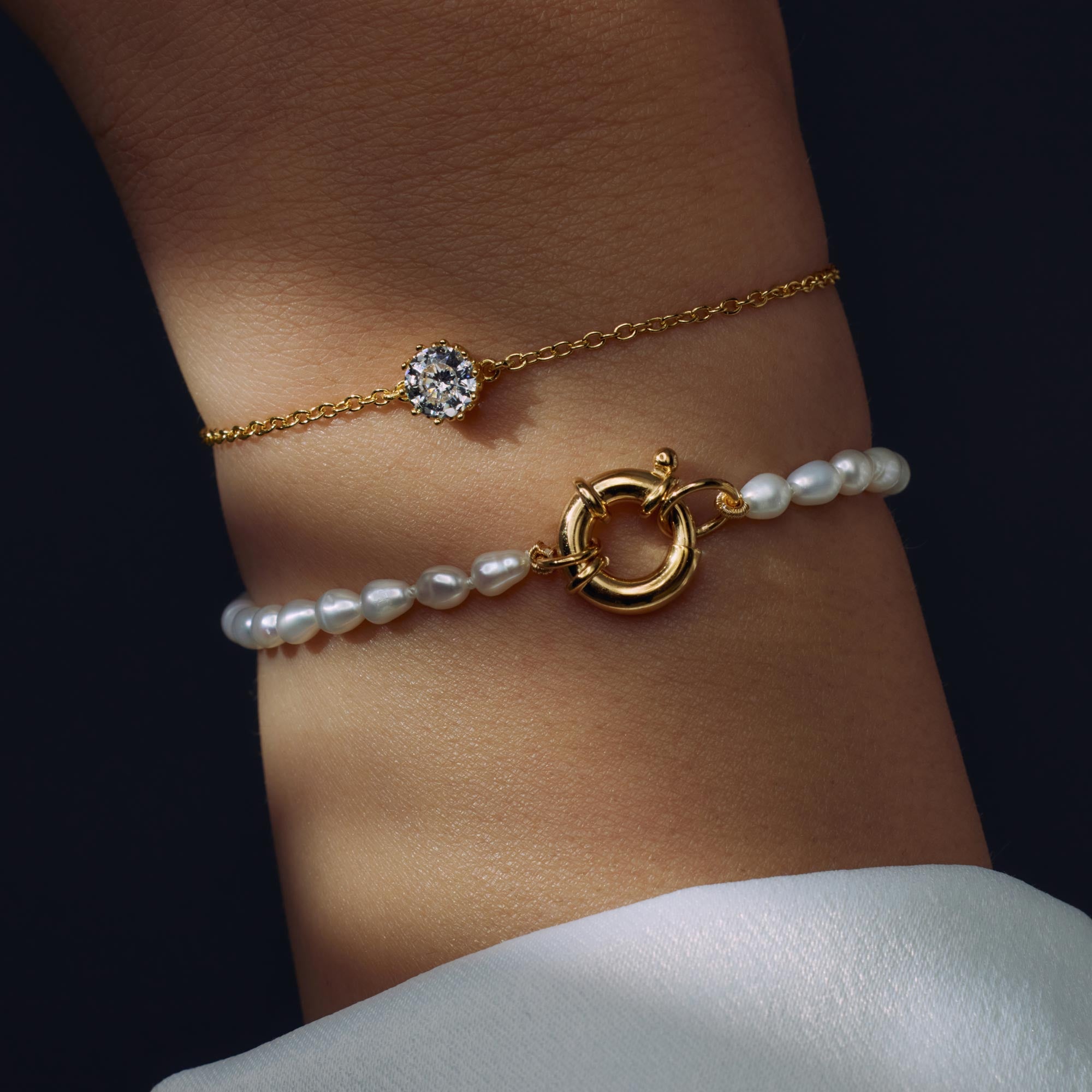 Parte Di Me Brioso Cortona Bella 925 sterling Silver gold plated Pearl Bracelet PDM32070