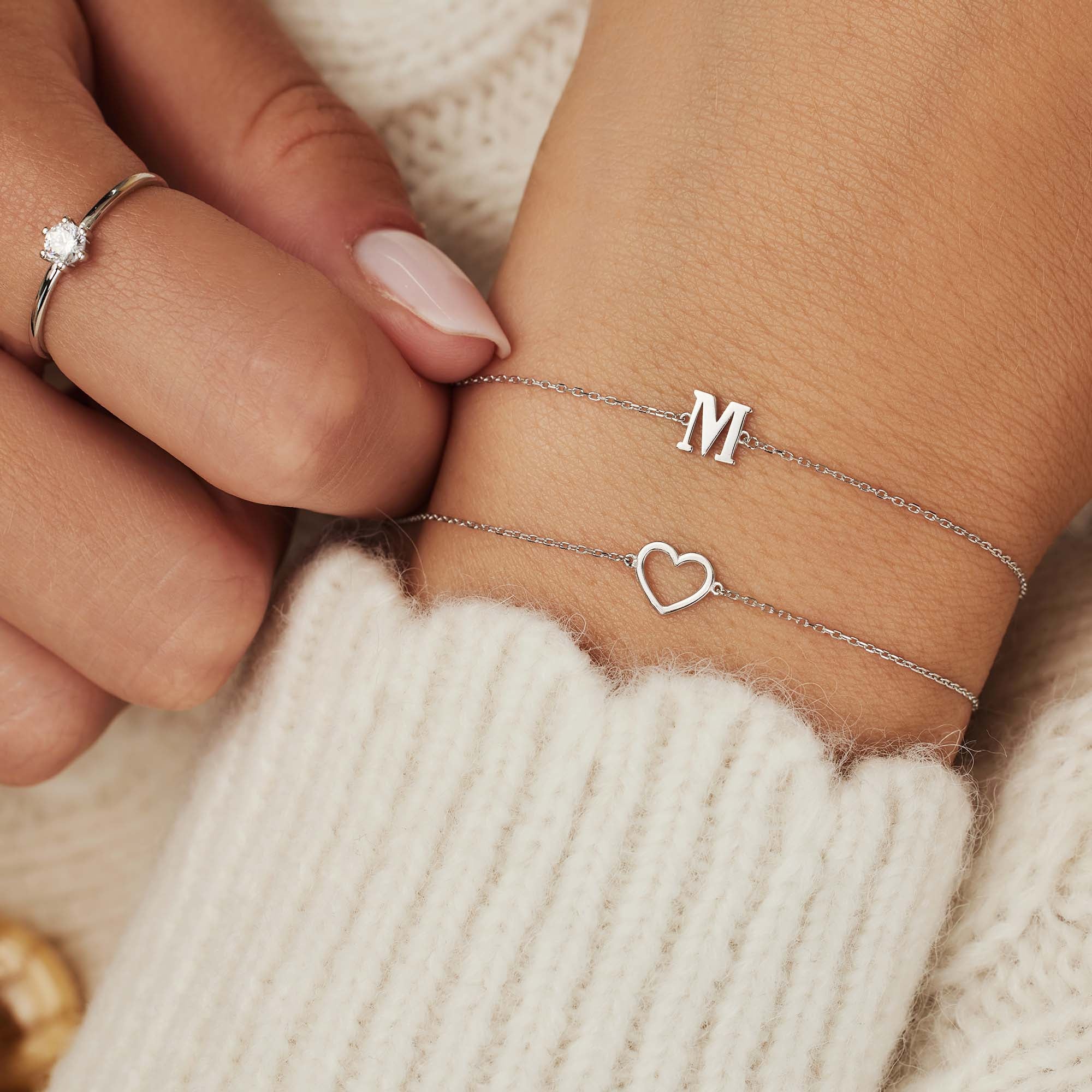 Isabel Bernard Saint Germain Rachel 14 Carat Whitegold Initial Bracelet IB320041-Z