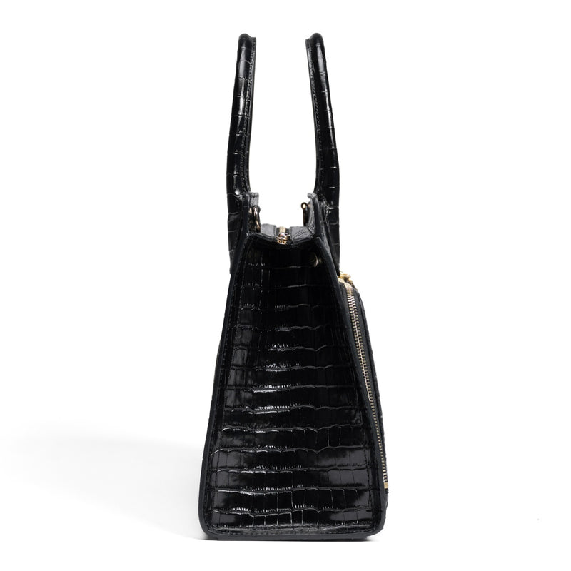 Isabel Bernard Honoré Nadine croco black calfskin leather handbag with 13 inch laptop compartment IB25110-201-13-zoom-