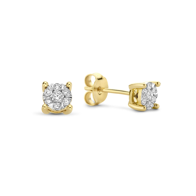 Isabel Bernard De la Paix Hanaé 14 Carat Golden Ear Studs | diamond 0.16 ct | IBD360015-zoom-