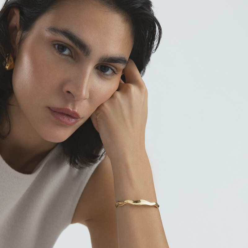 Mockberg Wavy Bolded Cuff Bracelet MB0173-zoom-