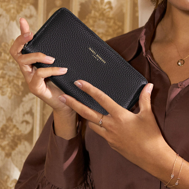 Isabel Bernard Honoré Léa Black Zip Wallet IB23001-zoom-