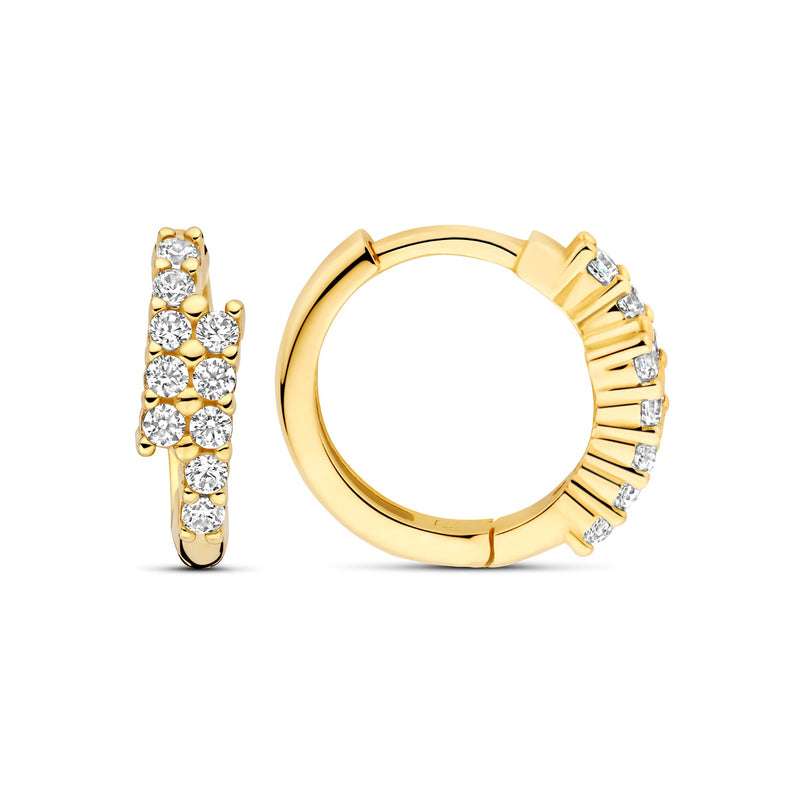 Beloro Jewels Monte Napoleone Joley 9 karat gold hoop earrings with zirconia stones (9,7 mm) BO360117-zoom-