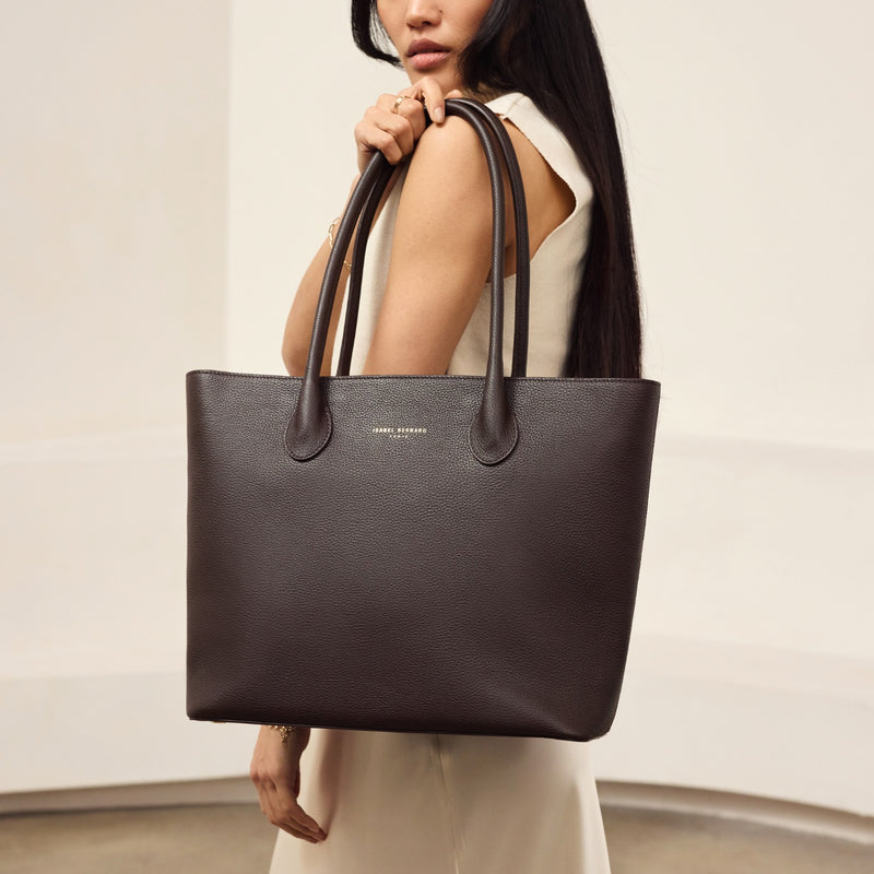 Isabel Bernard Honoré Lysanne Brown Calfskin Leather Shopper IB25089-zoom-