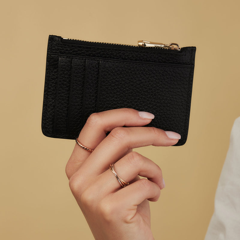 Isabel Bernard Honoré Aveline Black Leather Card Holder made of Calfskin IB27016-zoom-