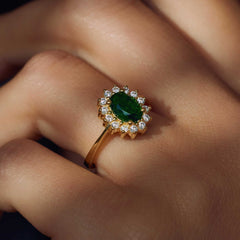 Parte Di Me Mia Colore Verdi 925 Sterling Silver Gold Plated Ring PDM33060-54