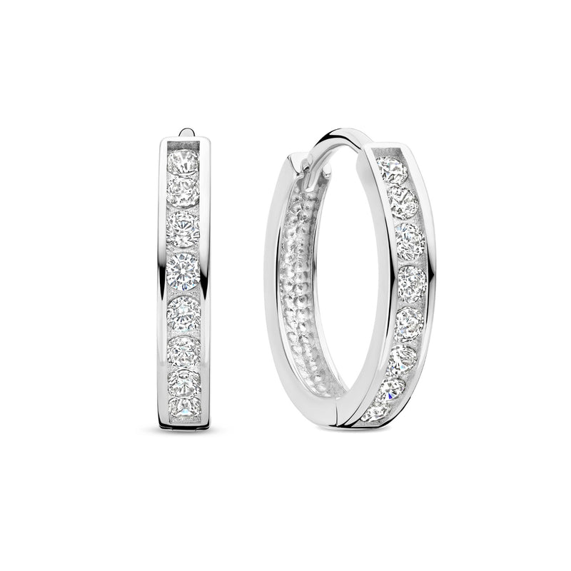 Isabel Bernard Saint Germain Tiphaine 14 Carat Whitegold Hoop EarringswithZirconia IB360094-zoom-