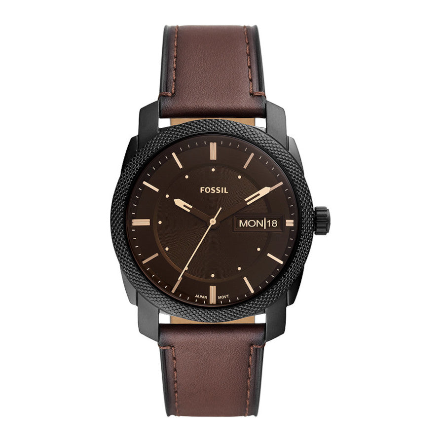 Fossil Machine Brown Leather Stainless steel Watch FS5901