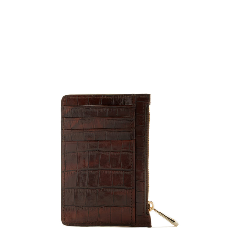 Isabel Bernard Honoré Aveline croco Brown Leather Card Holder made of Calfskin IB27019-zoom-