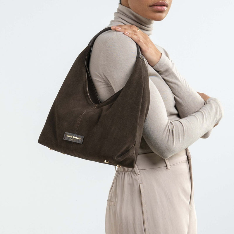 Isabel Bernard Honoré Grace mini dark brown suede handbag  IB21132-131-zoom-