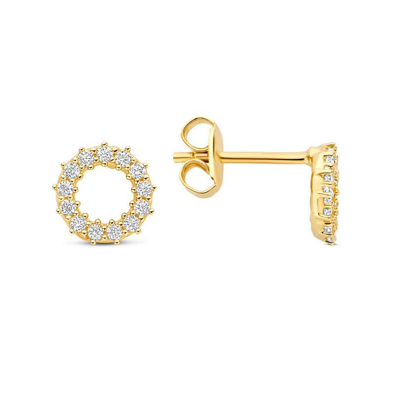 Beloro Jewels Monte Napoleone Ivet 9 karat gold ear studs with zirconia stones  BO360122-zoom-