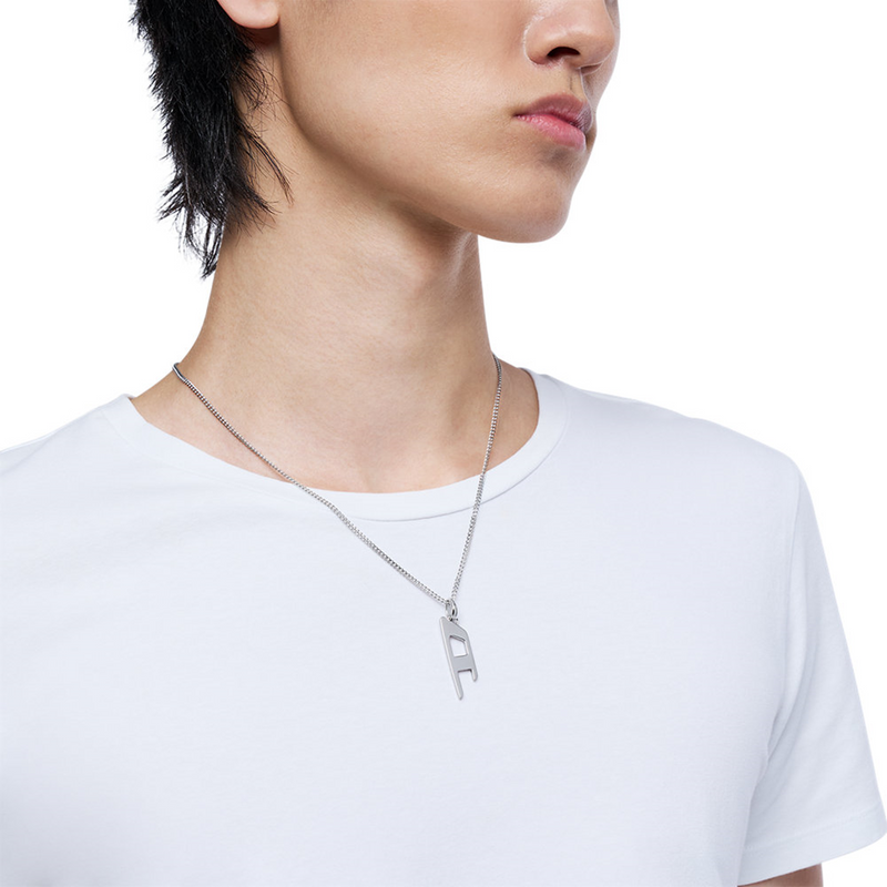 Diesel D Logo Silver Stainless Steel Necklace DX1625040-zoom-