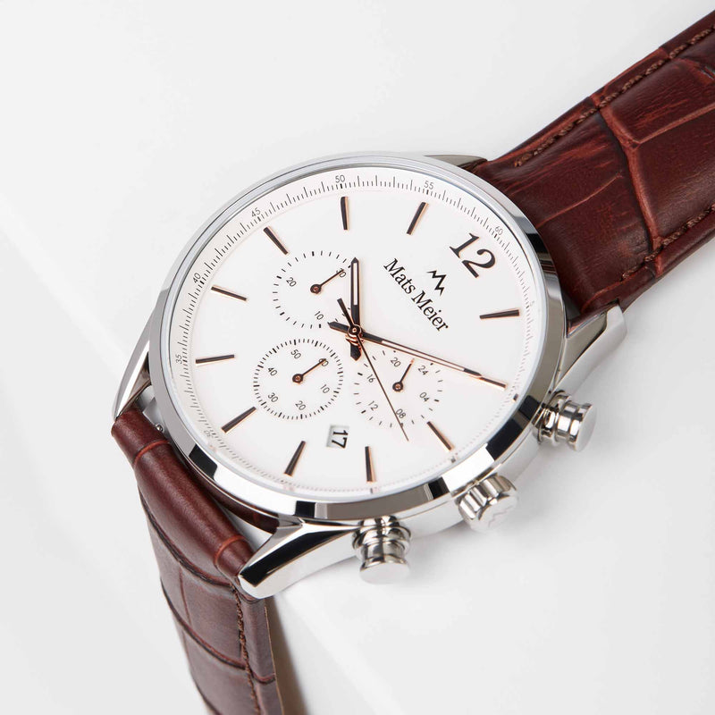 Mats Meier Grand Cornier Chrono White/Brown Watch MM00105-zoom-