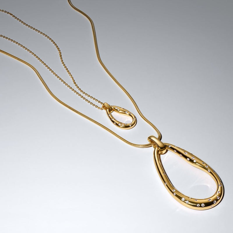 Pandora Essence Gold Plated Organically Shaped Stone-Set Pendant Necklace 364666C01-45-zoom-