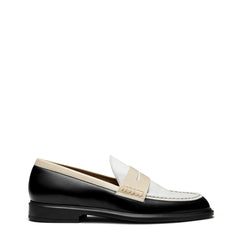 Isabel Bernard Vendôme Blandine black-white calfskin leather loafers with white details IB51015-10170-36