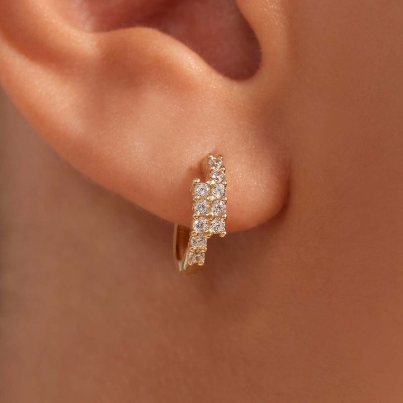 Beloro Jewels Monte Napoleone Joley 9 karat gold hoop earrings with zirconia stones (9,7 mm) BO360117-zoom-