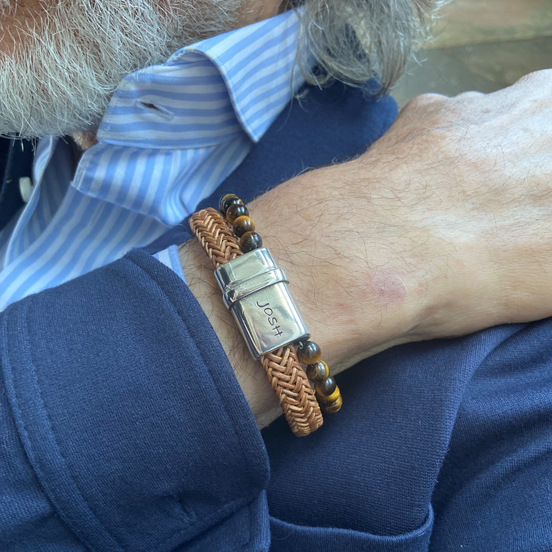Josh Cognac Natural Stone Bracelet 09333SL/CGNC/MED-zoom-