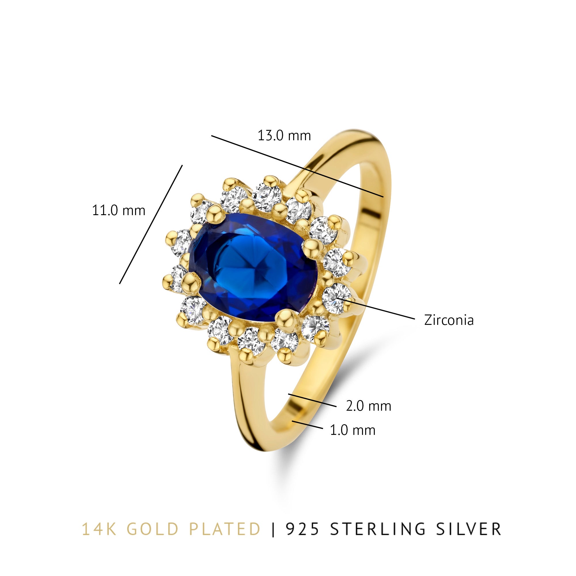 Parte Di Me Mia Colore Azure 925 Sterling Silver Gold Plated Ring PDM33061-56
