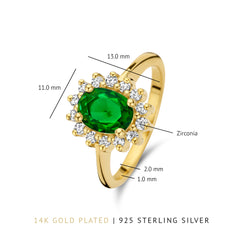Parte Di Me Mia Colore Verdi 925 Sterling Silver Gold Plated Ring PDM33060-54