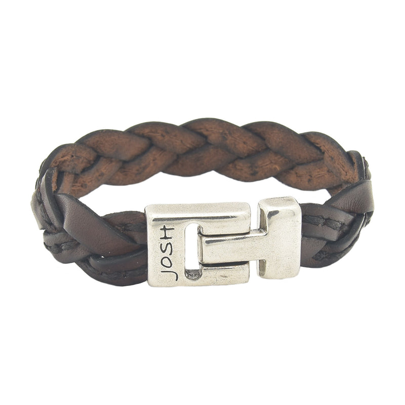Josh Brown Leather Bracelet 24303-bra-S/BROWN/L-zoom-