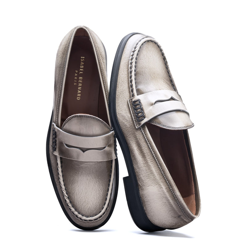 Isabel Bernard Vendôme Blandine cream spazzolato leather loafers IB51015-638-39-zoom-