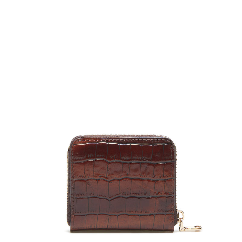 Isabel Bernard Honoré Jules Croco Brown Zip Wallet IB23106-zoom-