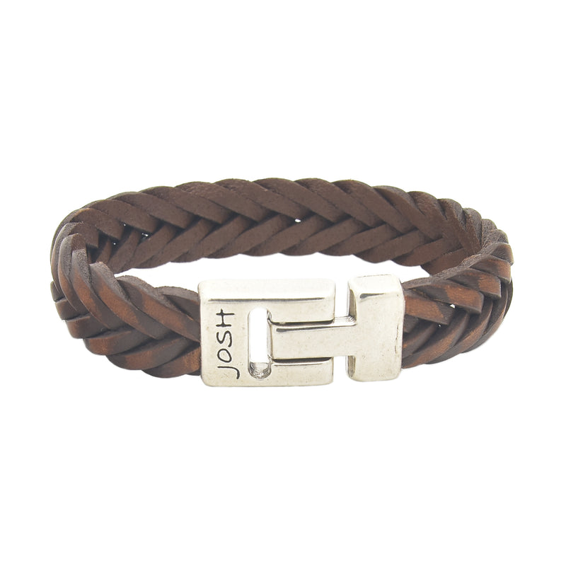Josh Bruine Leren Armband 24001-bra-S/MELBROWN/L-zoom-