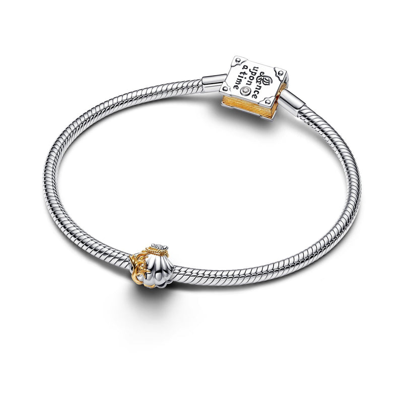 Pandora Disney Gold Plated 0.012 ct TW Lab-Grown Diamond Disney Princesses Ariel Shell Two-Tone Charm 764403C01-zoom-