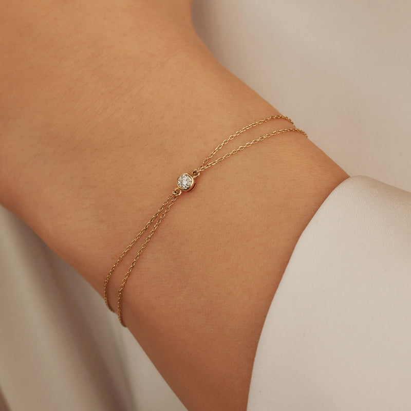 Isabel Bernard De La Paix Inaya 14 Carat Golden Bracelet | diamond 0.02 ct | IBD320011-zoom-