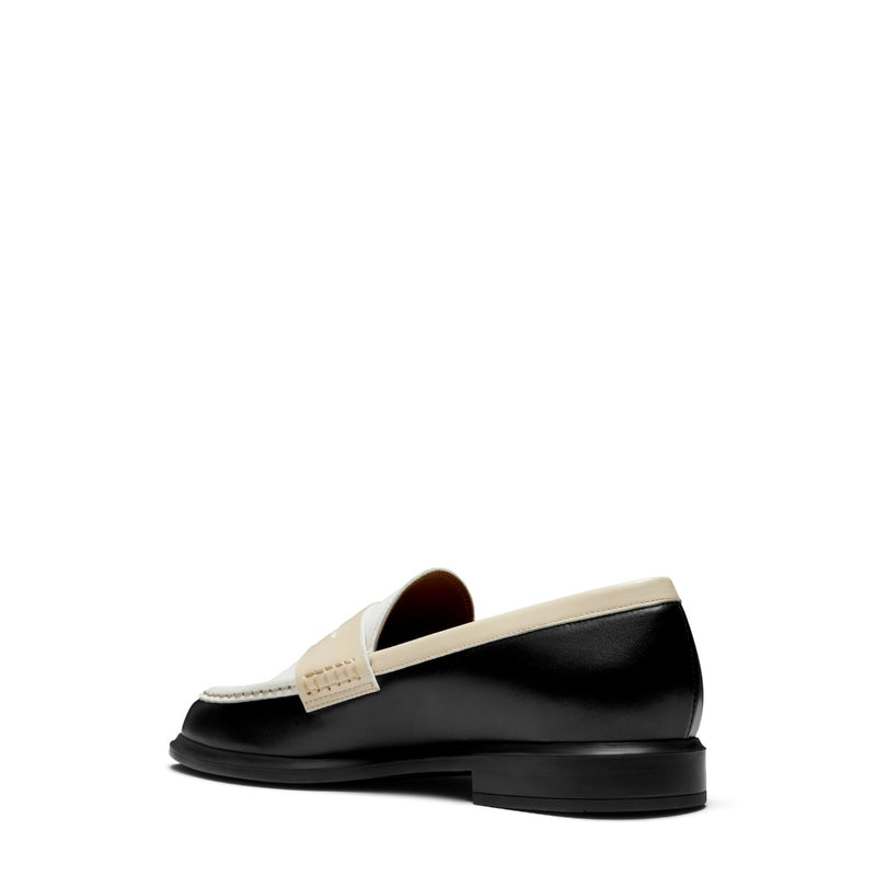 Isabel Bernard Vendôme Blandine black-white calfskin leather loafers with white details IB51015-10170-36-zoom-