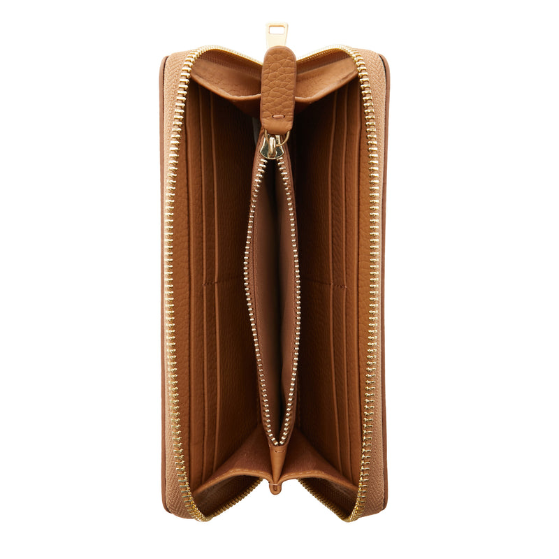 Isabel Bernard Honoré Léa Camel Calfskin Zip Wallet IB23023-zoom-