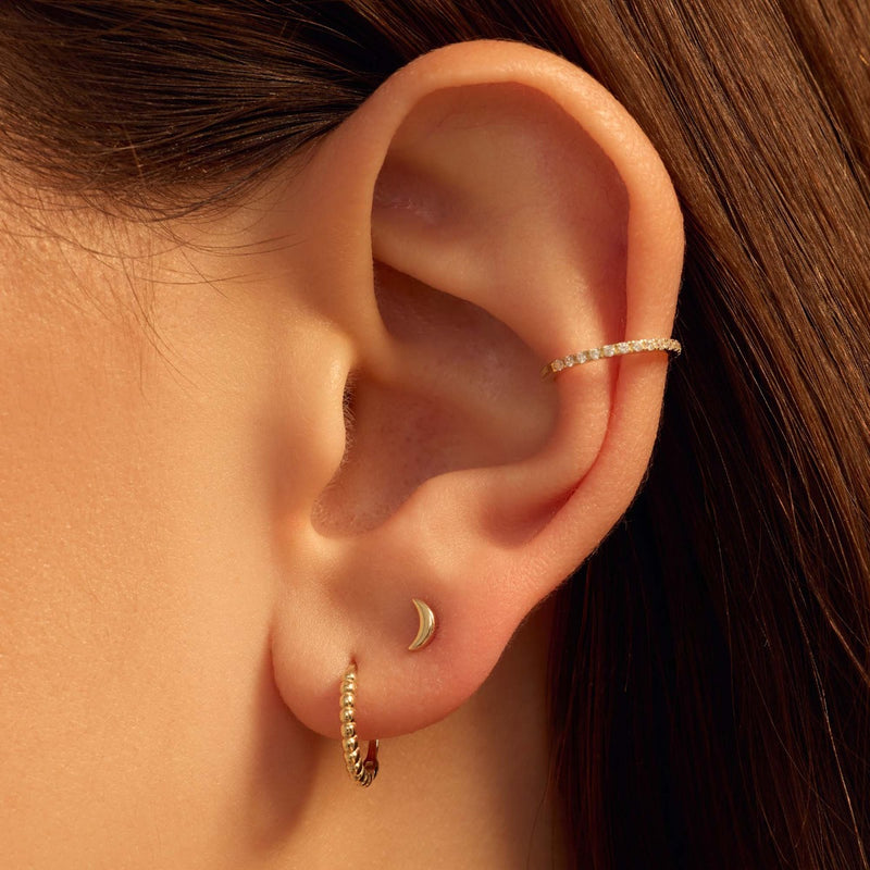 Beloro Jewels Della Spiga Ceri 9 Karat Gold Ear Studs with Moon BO360095-zoom-