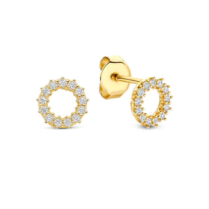 Beloro Jewels Monte Napoleone Ivet 9 karat gold ear studs with zirconia stones  BO360122-zoom-