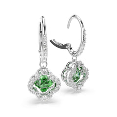 Swarovski Una Sparkling Dc Silver-Tone Drop Earrings with Green Crystal 5758001