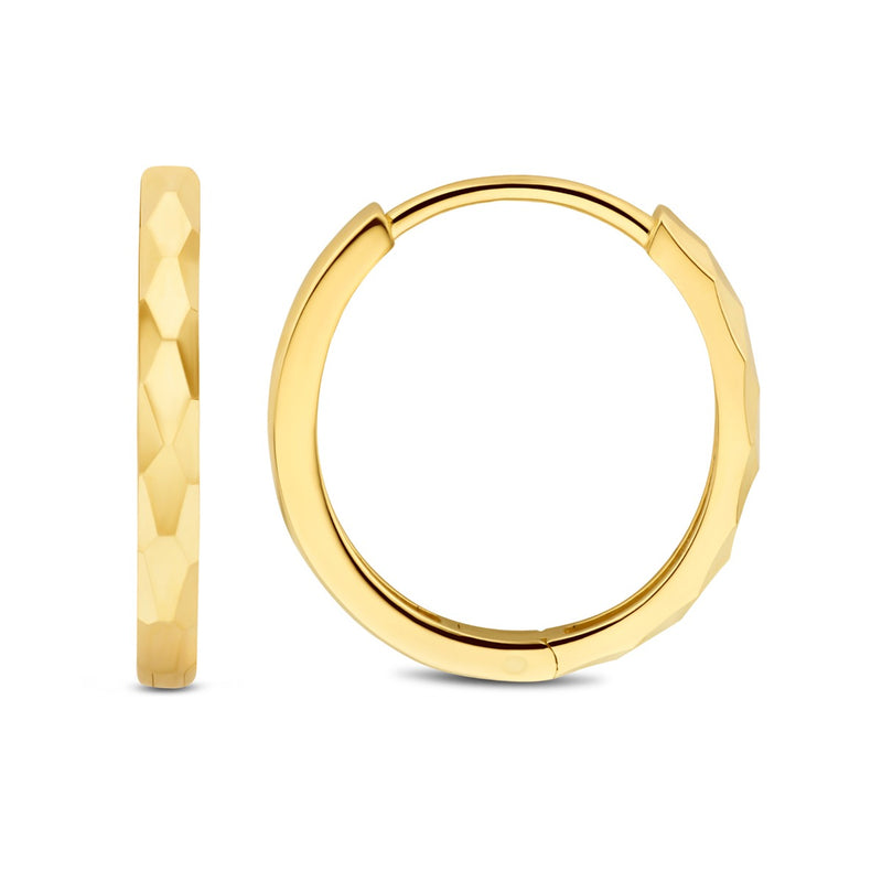 Beloro Jewels Quadrilatero d'Ora Marina 9-Carat Hoop Earrings with Diamond Cut BO360091-zoom-