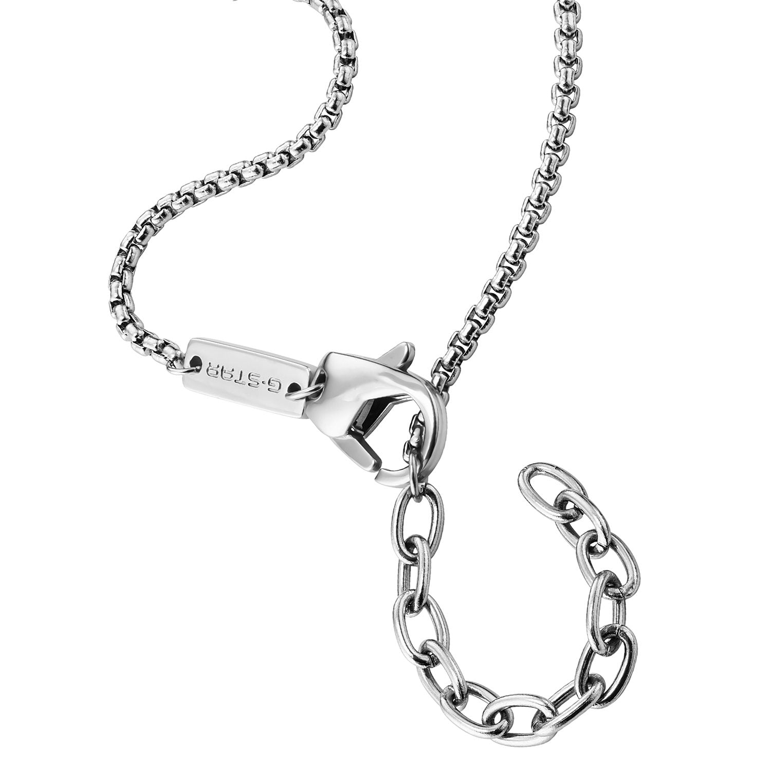 G-STAR D-Tag Silver Box Chain Necklace GSJ.102.01
