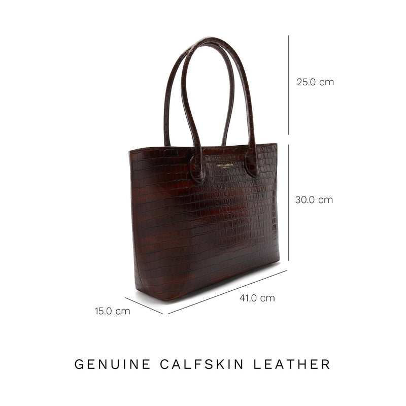 Isabel Bernard Honoré Lysanne Croco Brown Calfskin Shopper IB25025-zoom-