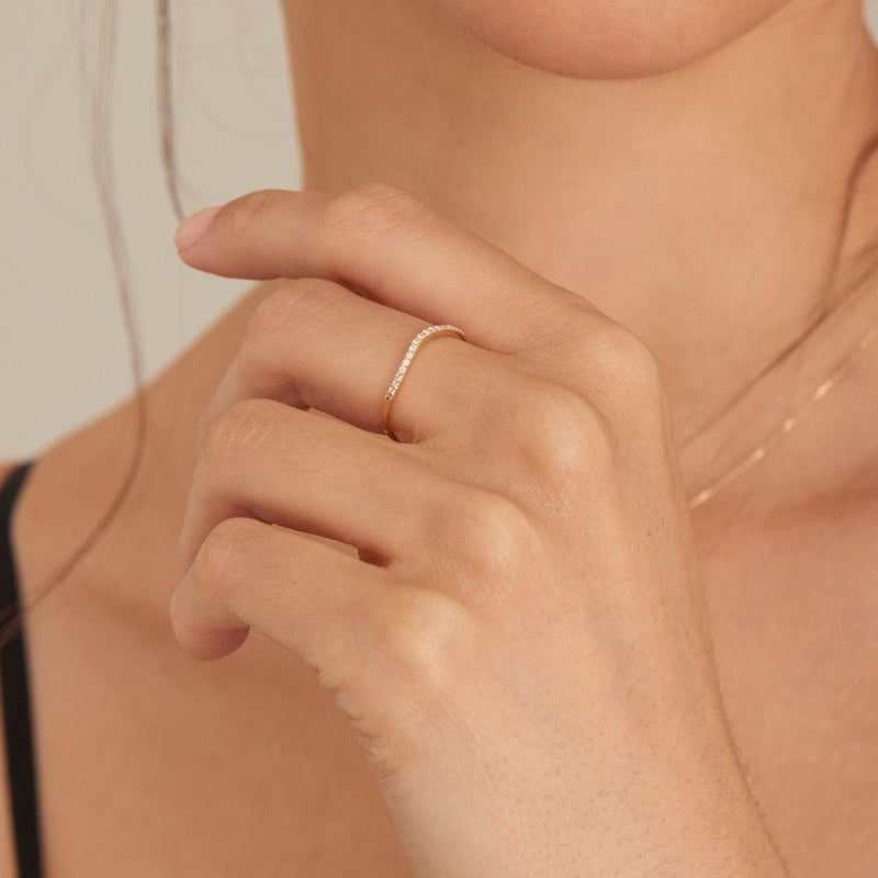 Ania Haie Magma Wave 14 Carat Gold Ring with Diamond AH-RAU004-01YG-50-zoom-