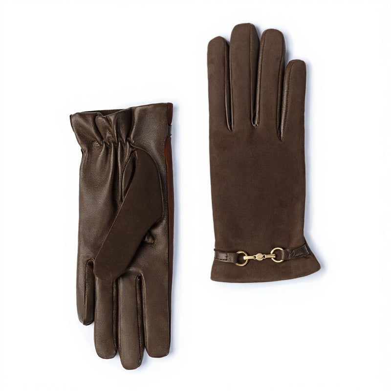 Isabel Bernard Honoré Marcelia dark brown goatskin suéde leather gloves IB67001-131-6.5-zoom-