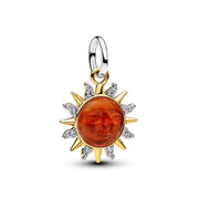 Pandora Moments Gold Plated Murano Glass and Enamel Swirling Sun Two-Tone Dangle Charm 764703C01