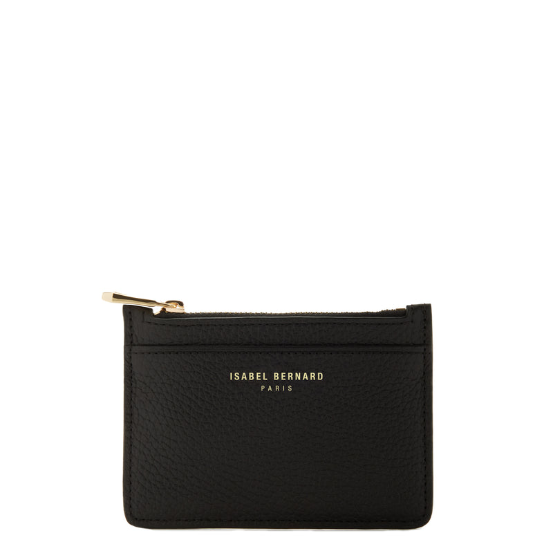 Isabel Bernard Honoré Aveline Black Leather Card Holder made of Calfskin IB27016-zoom-