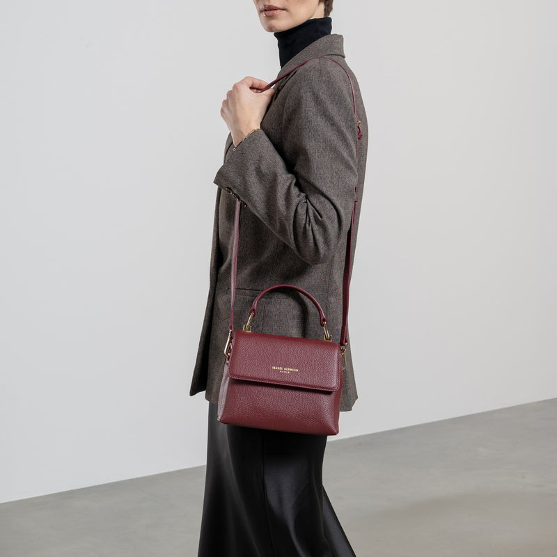 Isabel Bernard Femme Forte Heline Bordeaux Calfskin Leather Handbag IB21121-zoom-