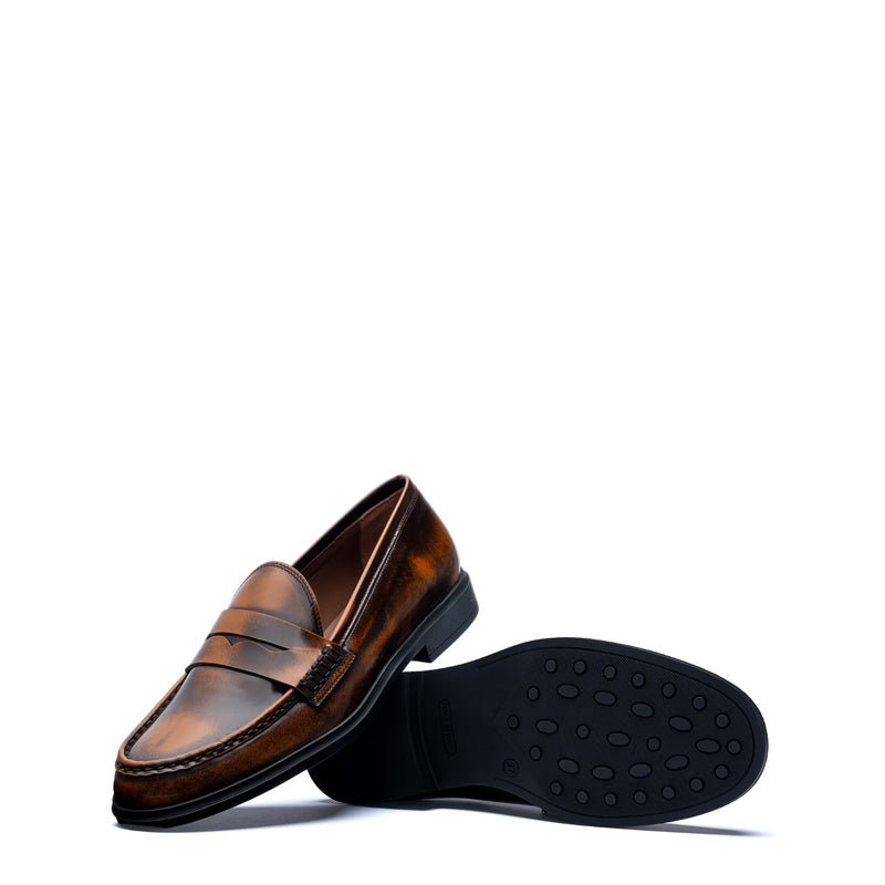 Isabel Bernard Vendôme Blandine cognac spazzolato leather loafers IB51015-636-35-zoom-
