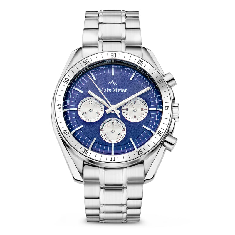 Mats Meier Arosa Racing Chronograph Men'sWatch Silver-coloured and Blue MM50014-zoom-