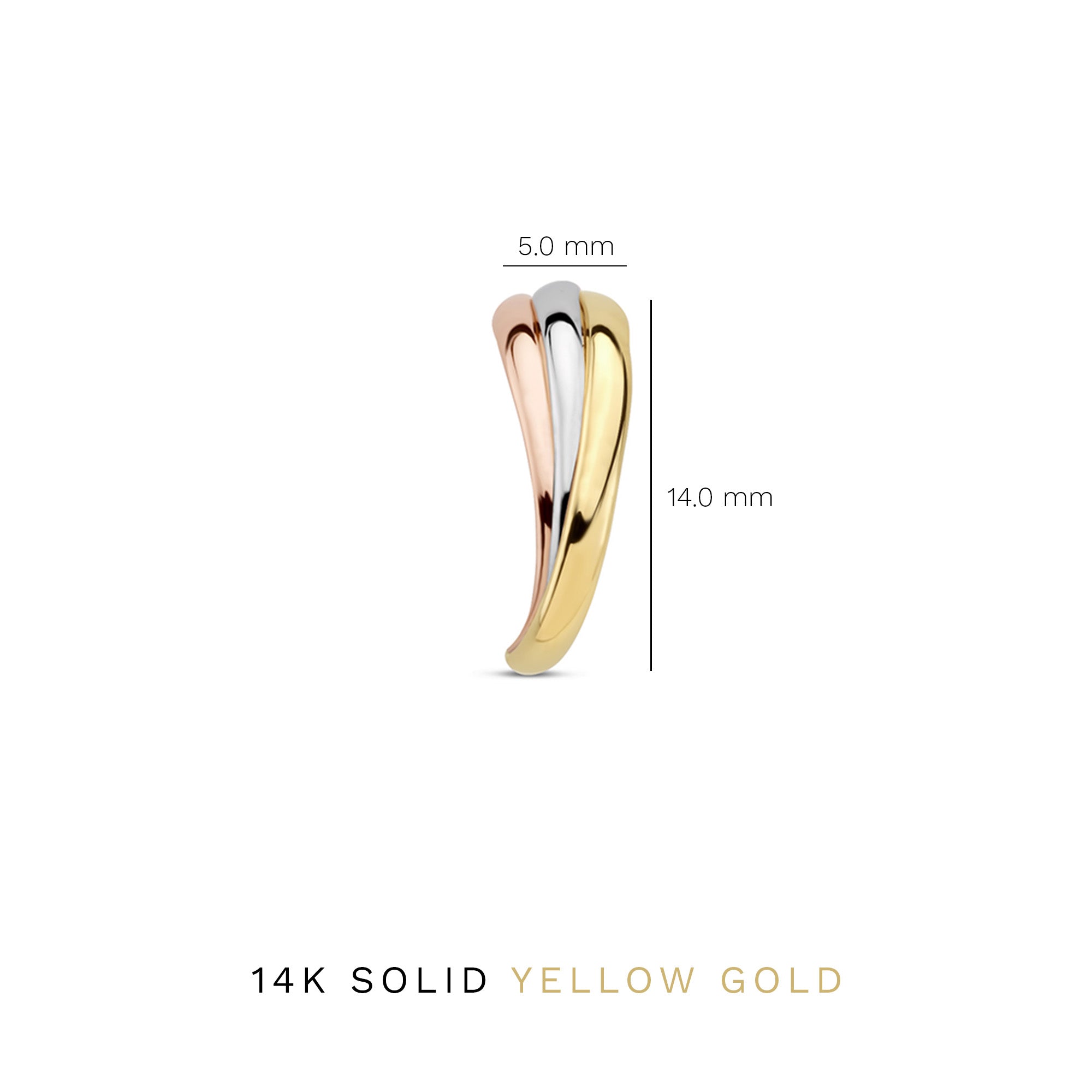 Isabel Bernard Tricolore Maeva 14 Karaat Gouden Oorknoppen Met Drie Kleuren Goud IB360097